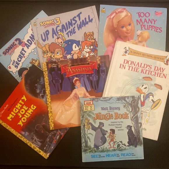 🎉2/30 Set of 7 Disney Golden Picture Books Jungle Book Sonic Barbie 1st Readers - Picture 2 of 9